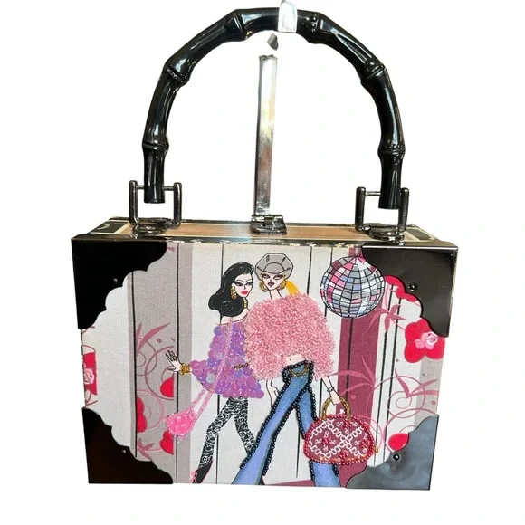 Fashion Cigar Box Bag in Pink and Black NWOT - Picture 1 of 7